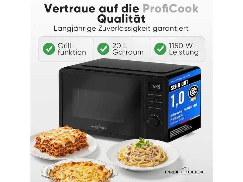 ProfiCook PC-MWG 1319, Bordplade, Grill mikroovn, 20 L, 700 W, Indbygget skærm, Knapper, Dreje billede 2
