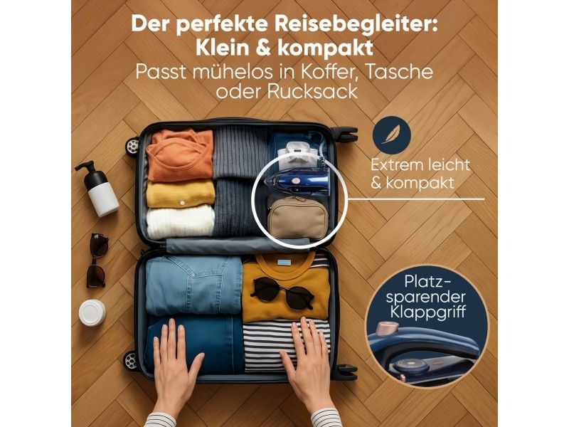 ProfiCare PC-DB 3125, Dampstrygejern, Keramisk strygesål, Blå, Rose, 0,04 L, Indbygget, 800 W billede 2