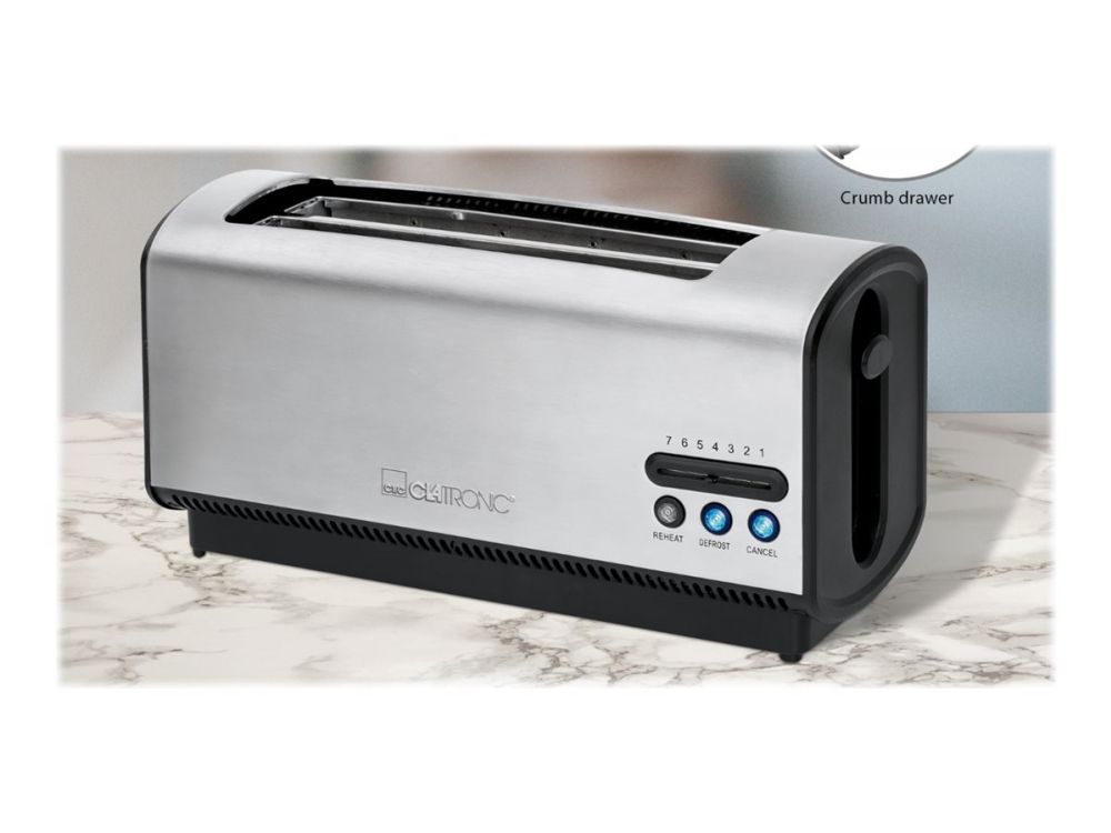 Clatronic brødrister med lang slids 4 skiver TA 3687 (sort-inox) (263829) billede 3