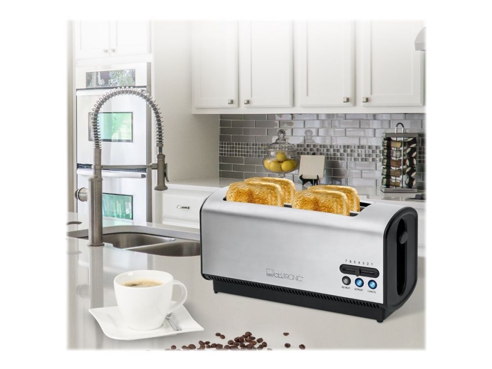 Clatronic brødrister med lang slids 4 skiver TA 3687 (sort-inox) (263829) billede 4