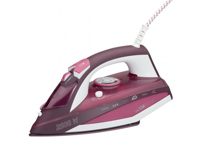 Clatronic DB 3705, Dampstrygejern, Keramisk strygesål, Rose, 0,38 L, Aftagelig, 2600 W