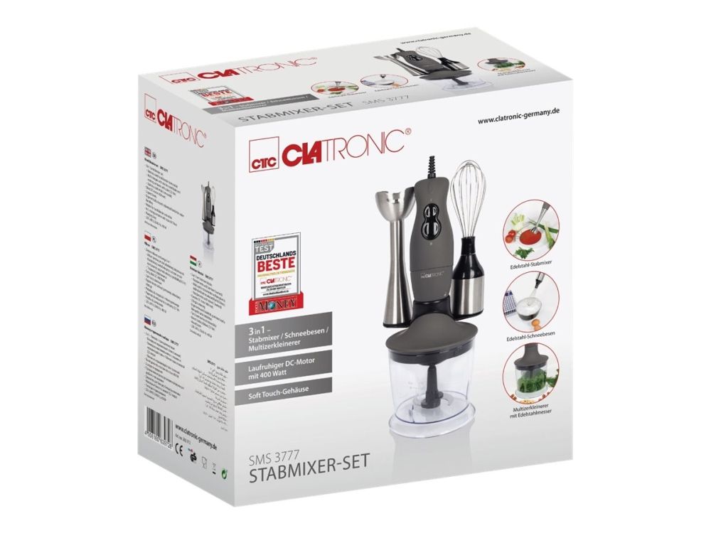 Clatronic SMS 3777 - Stavblender - 400 W - titanium/stainless steel billede 4