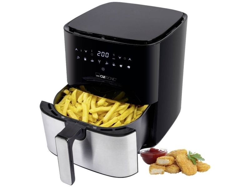 Clatronic FR 3782 H, Varmluftsteger, 5 L, 80 °C, 200 °C, Enkelt, Sort, Rustfrit stål
