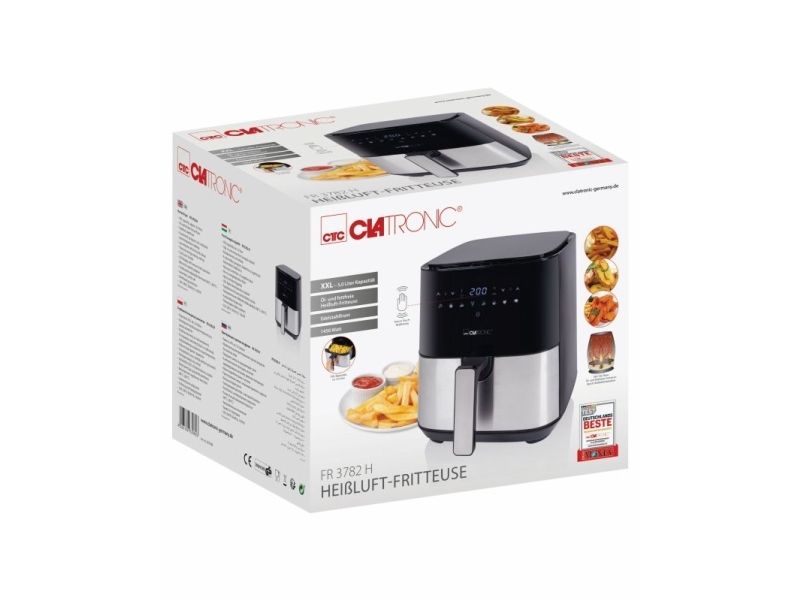 Clatronic FR 3782 H, Varmluftsteger, 5 L, 80 °C, 200 °C, Enkelt, Sort, Rustfrit stål