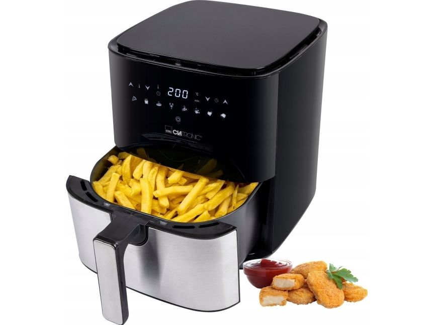 Clatronic FR 3782 H, Varmluftsteger, 5 L, 80 °C, 200 °C, Enkelt, Sort, Rustfrit stål
