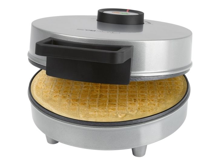 Clatronic HA 3833, 1 vaffel/vafler, Cirkel, Sort, Sølv, 20 cm, Horisontal/vertikal, 1200 W