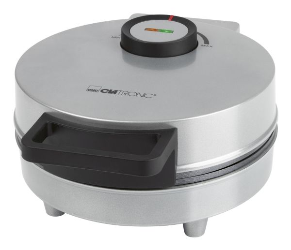 Clatronic HA 3833, 1 vaffel/vafler, Cirkel, Sort, Sølv, 20 cm, Horisontal/vertikal, 1200 W