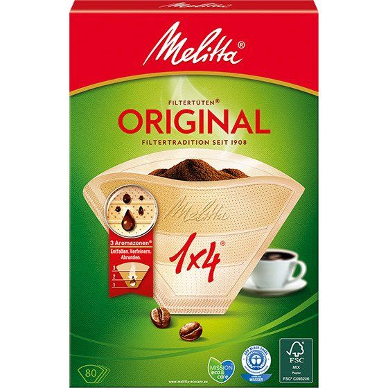 Melitta Original Kaffefilter 1x4 ubleget
