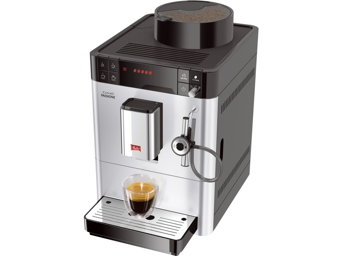 Melitta Caffeo Passione, Espressomaskine, 1,2 L, Kaffebønner, Malet kaffe, Indbygget kværn, 1400 W, Sølv billede 2