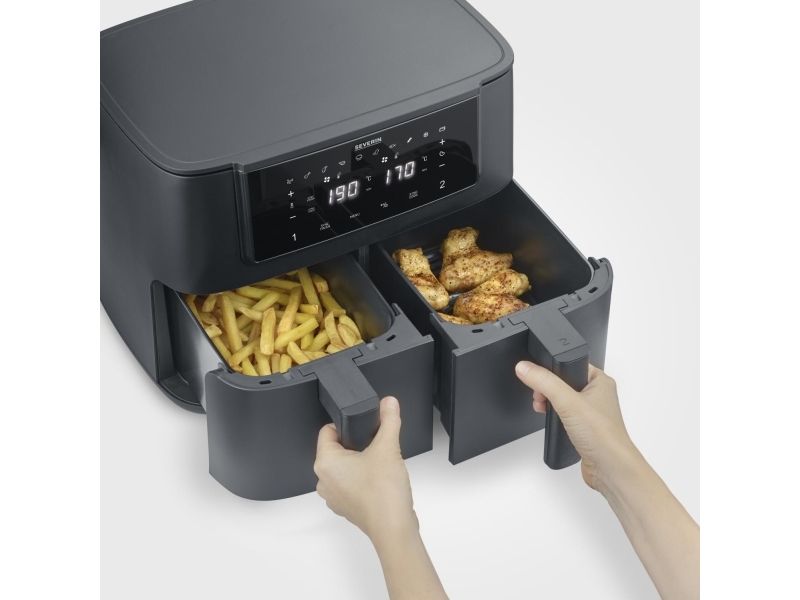 Severin FR 2463, Varmluftsteger, 8 L, 120 °C, 200 °C, Dobbelt, Sort