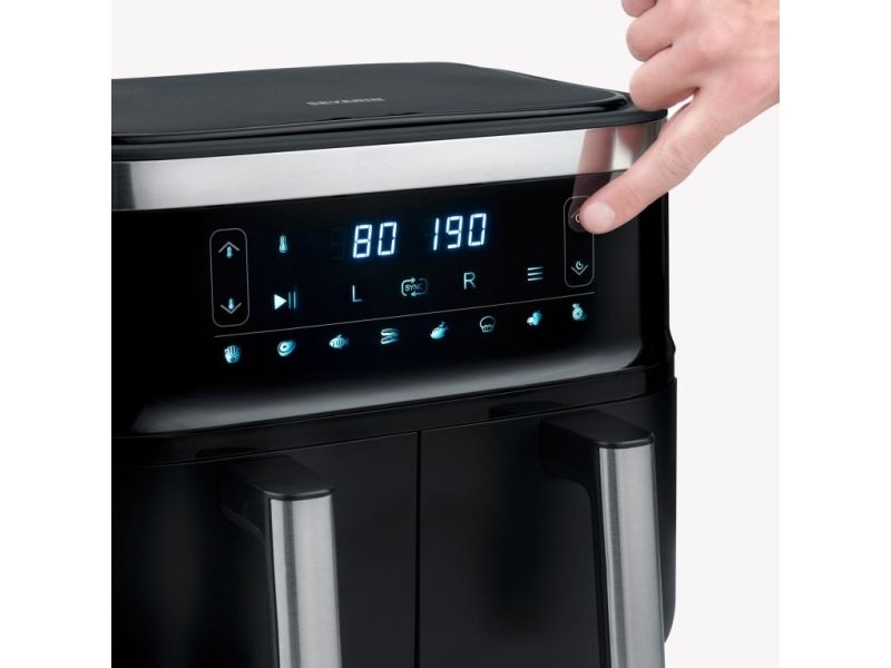 Severin FR 2463, Varmluftsteger, 8 L, 120 °C, 200 °C, Dobbelt, Sort