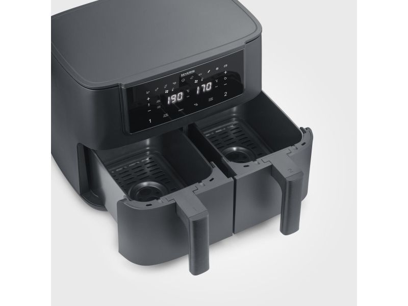Severin FR 2463, Varmluftsteger, 8 L, 120 °C, 200 °C, Dobbelt, Sort
