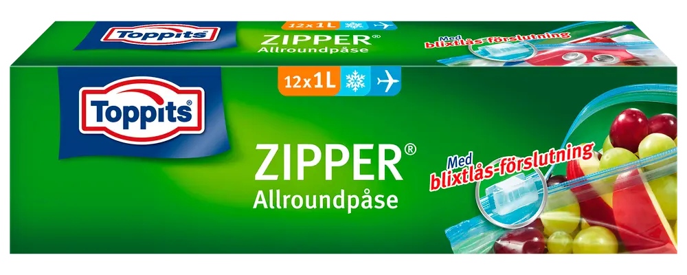 Toppits lynlåspose 1 L 12-pak