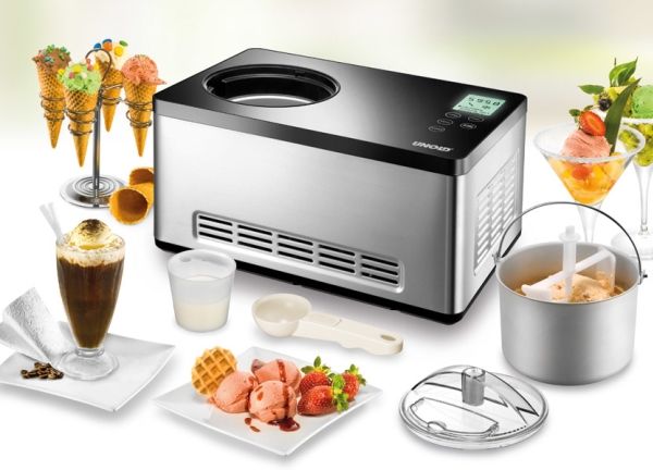 Unold 48845, Kompressor ismaskine, 2 L, 1 skåle, Sort, Rustfrit stål, 60 min., LCD