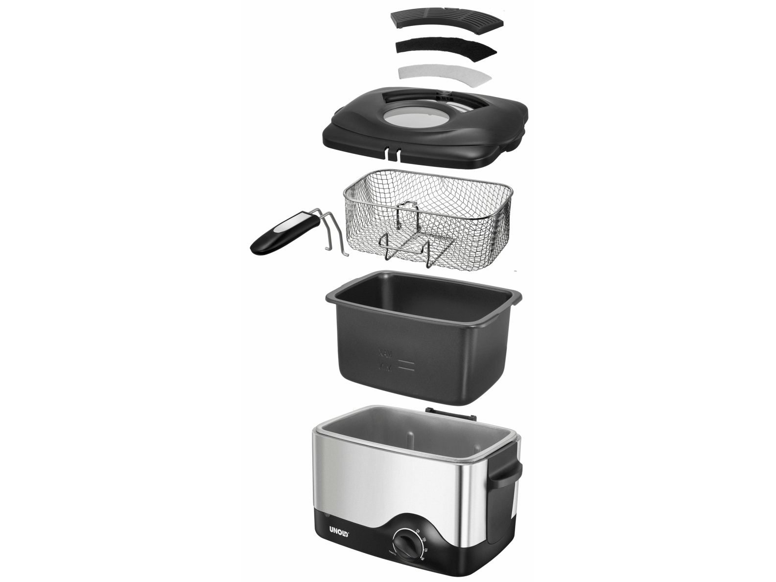 UNOLD 58615 - Fritureapparat - 1.2 kW - rustfrit stål/sort