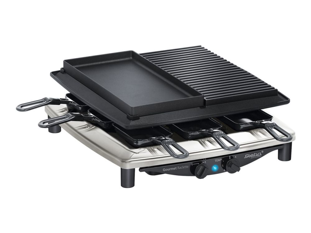 Steba RC 4 plus deluxe - Raclette/grill/varme sten - 1.5 kW - rustfrit stål/sort billede 1