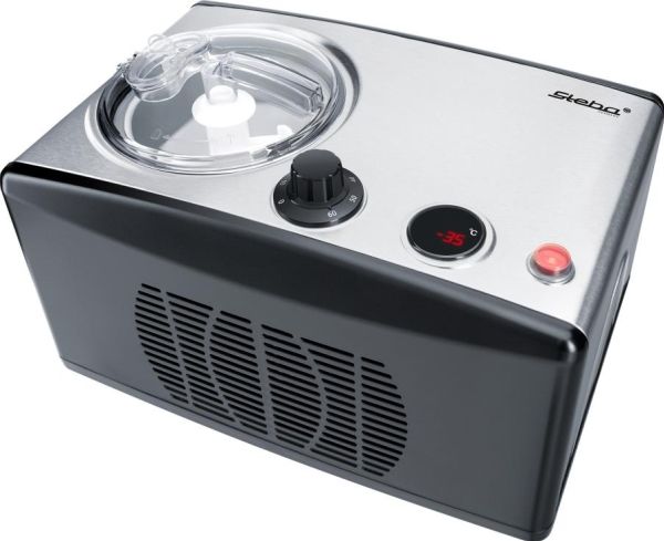 Steba IC 150, Kompressor ismaskine, 1,5 L, 1 skåle, LED, Rustfrit stål, Sort, Rustfrit stål