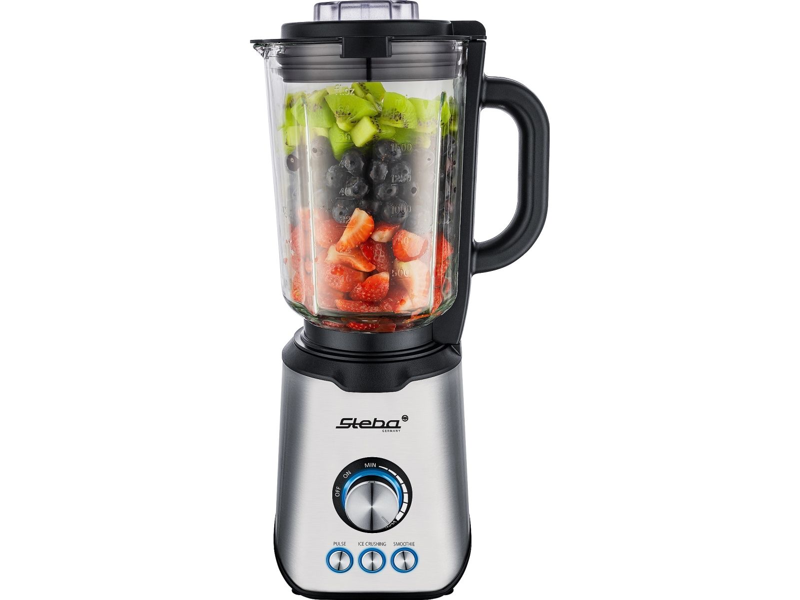Steba MX 4 PLUS, Bordplade blender, 1,75 L, Impulsfunktion, Knusning af is, 1200 W, Sort, Rustfrit stål billede 4