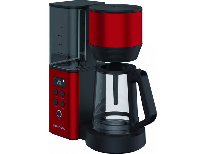 Grundig KM 8440, Dråbe kaffemaskine, 1,25 L, Malet kaffe, 1150 W, Sort, Rød