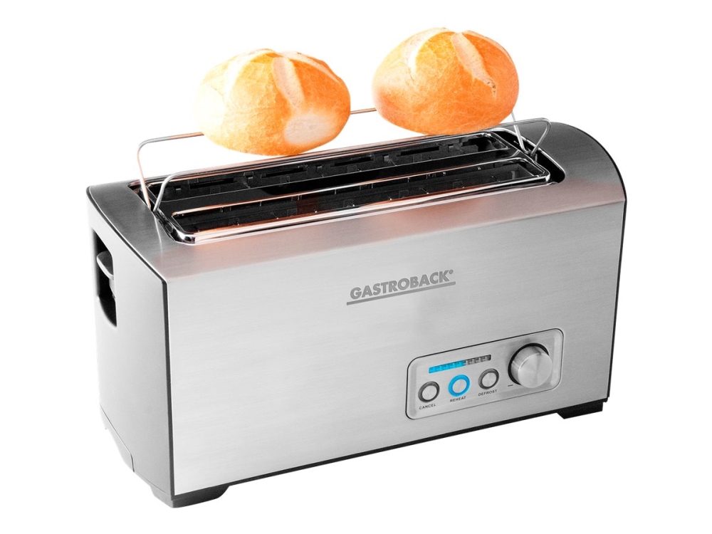 Gastroback Design PRO 4S - Brødrister - 4 skive - 2 Holdere - børstet rustfrit stål