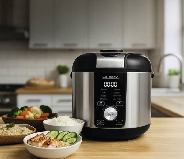 Gastroback Rice Control Low Carb & Steam, Sort, Rustfrit stål, 3 L, 24 t, Dreje, Berøring, 450 W, 220 - 240 V