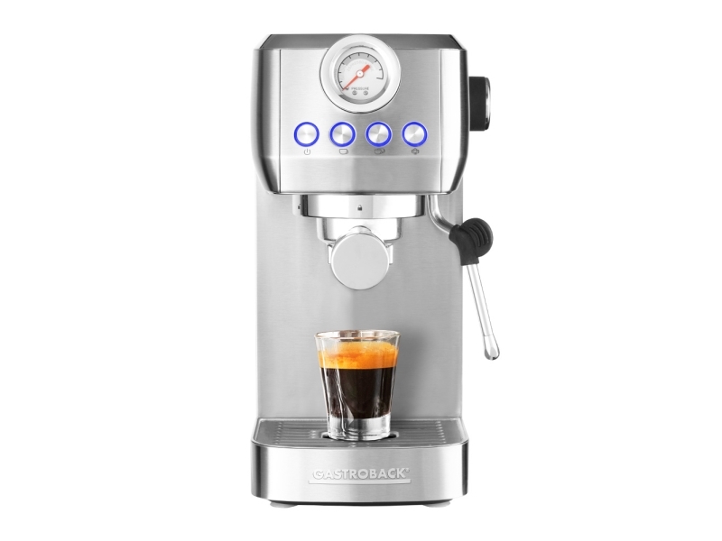 Gastroback Design Piccolo Pro, Espressomaskine, 1,3 L, Kaffekapsel, Malet kaffe, 1350 W, Sort, Rustfrit stål