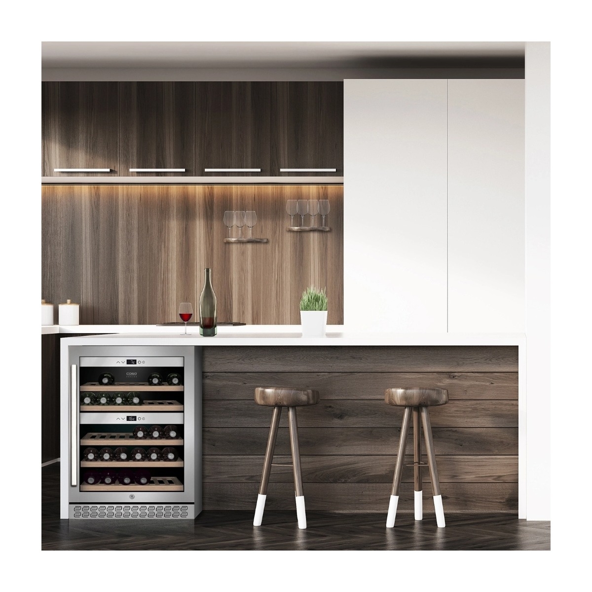 Caso WineChef Pro 40, Vin køleboks, Fritstående, 40 flaske(r), 100 W, G, Rustfrit stål billede 2