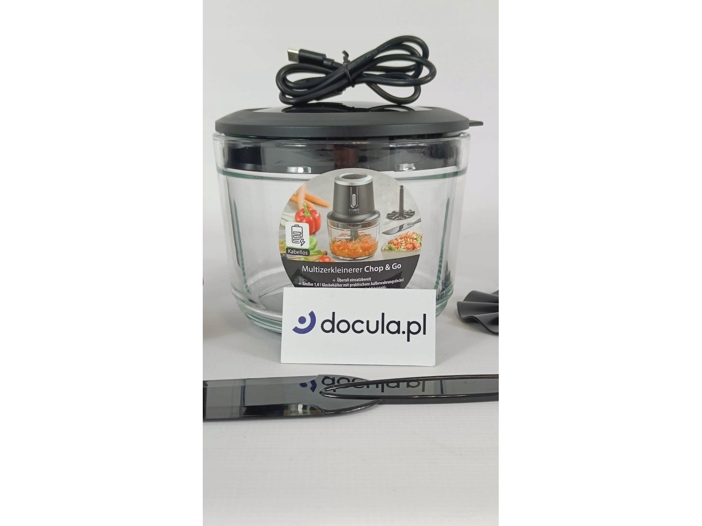 Cas o Zerkleinerer glask beholder 1.000 ml batteridrevet Li-ion, 200 W (Lei 1747)