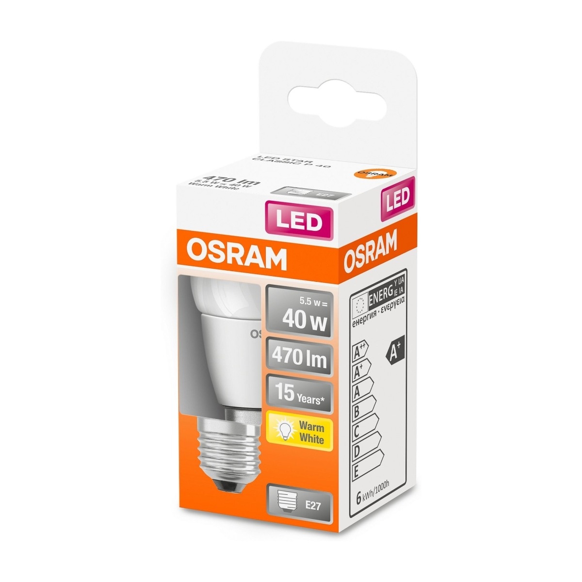 Osram 827 E27/40W Frosted LED-pære billede 2