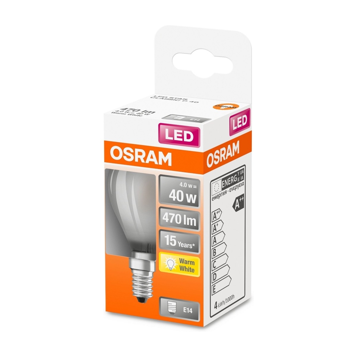 Osram 827 E14/40W Frosted LED-pære billede 2