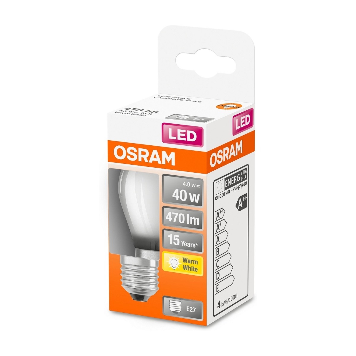 Osram 827 E27/40W Frosted LED-pære billede 2