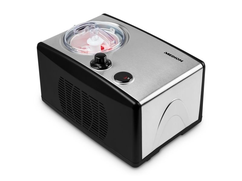 LIFE Eismaschine MD 18387 (schwarz/edelstahl, für 800ml Eiscreme, 150 Watt)