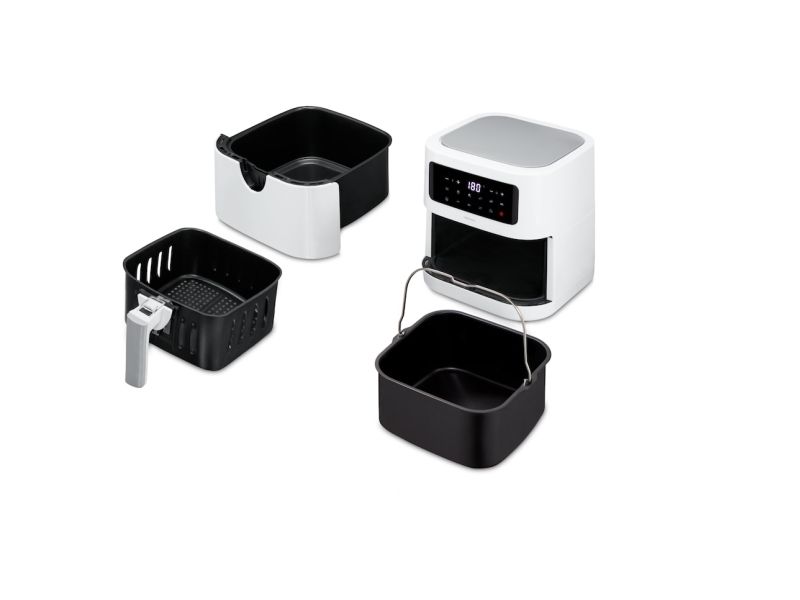 MEDION E40 XL Hot air fryer (5,2 liter, Airfryer, 2.150 watt, 9 automatiske programmer, bagefunktion, oliefri stegning, touch-kontrolpanel, LED-display) hvid (50075808) billede 2