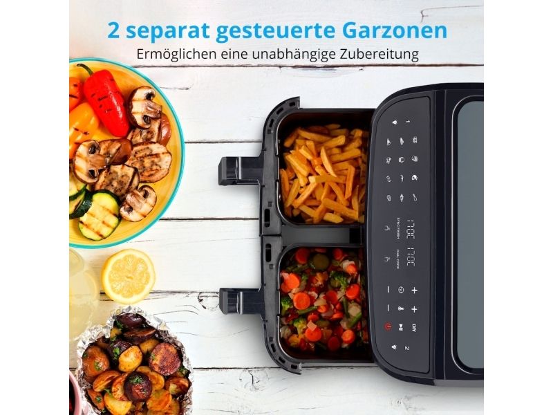 MEDION LIFE P20, Varmluftsteger, 8,7 L, 50 °C, 200 °C, 60 min., Dobbelt