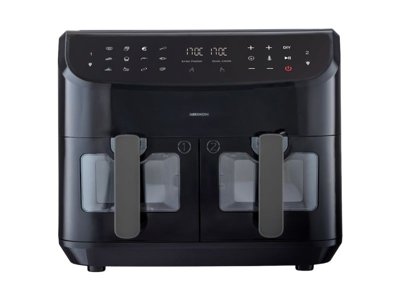 MEDION LIFE P20, Varmluftsteger, 8,7 L, 50 °C, 200 °C, 60 min., Dobbelt