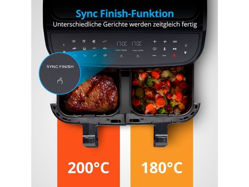 MEDION LIFE P20, Varmluftsteger, 8,7 L, 50 °C, 200 °C, 60 min., Dobbelt