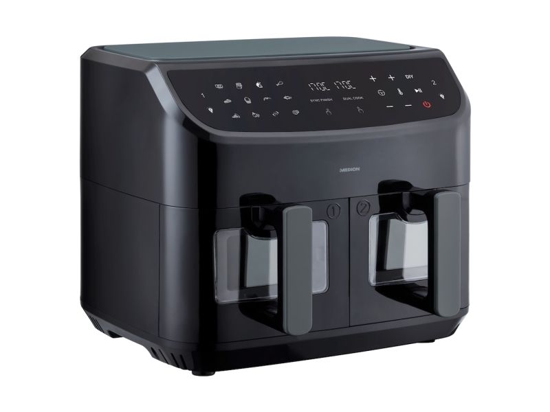 MEDION LIFE P20, Varmluftsteger, 8,7 L, 50 °C, 200 °C, 60 min., Dobbelt