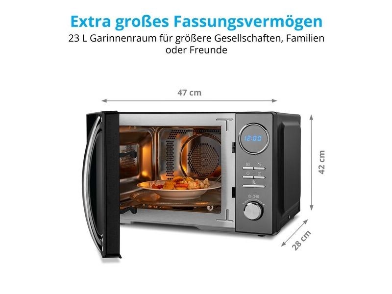 MEDION MD 11493, Bordplade, Kombination mikroovn, 23 L, 900 W, Indbygget skærm, Knapper, Dreje