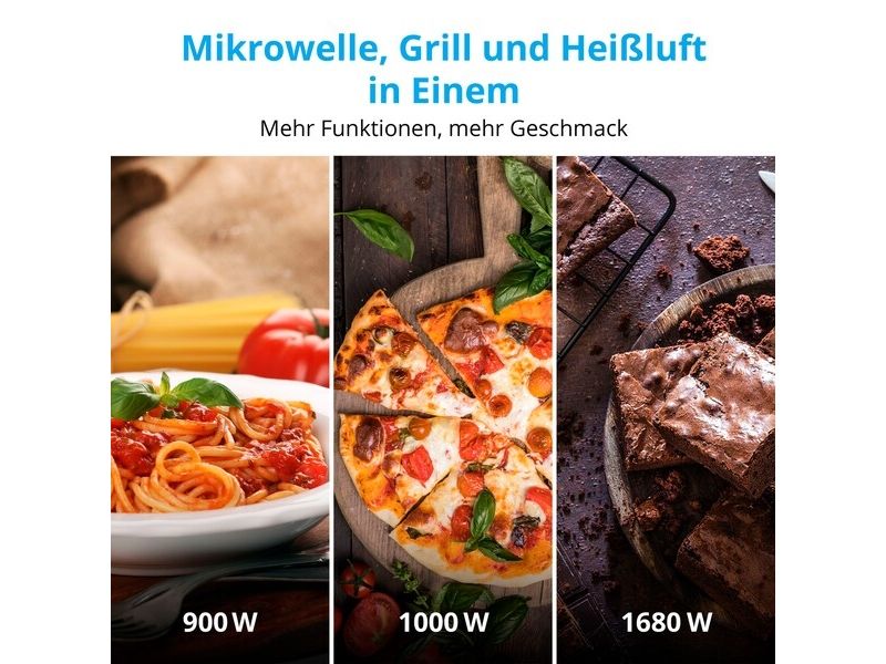 MEDION MD 11493, Bordplade, Kombination mikroovn, 23 L, 900 W, Indbygget skærm, Knapper, Dreje