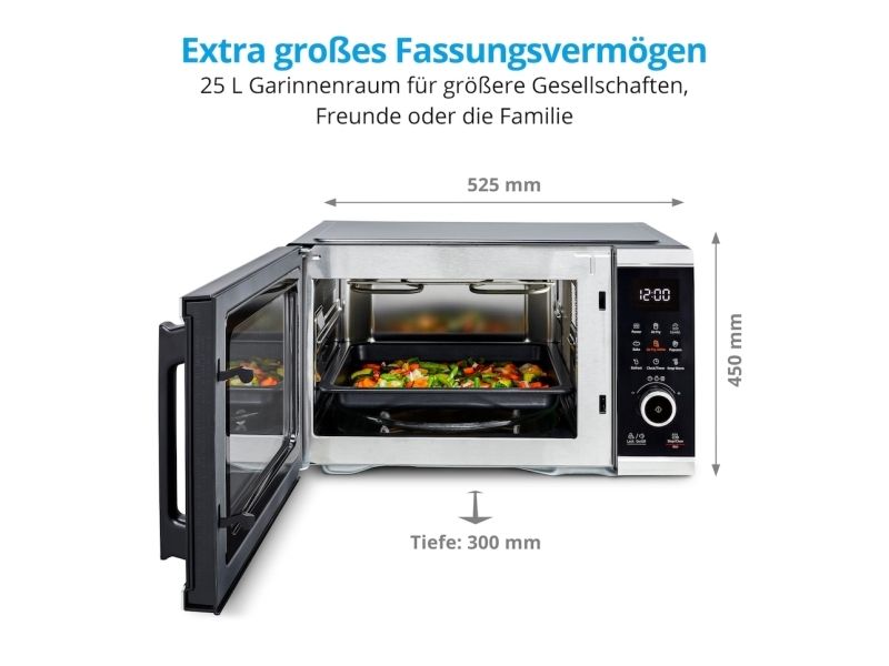 MEDION MD 11499, Bordplade, Kombination mikroovn, 25 L, 900 W, Indbygget skærm, LED