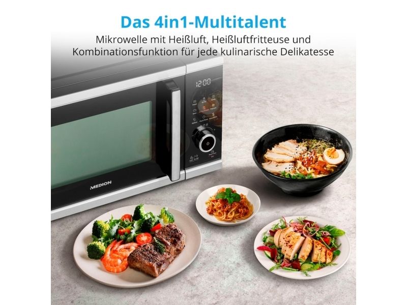 MEDION MD 11499, Bordplade, Kombination mikroovn, 25 L, 900 W, Indbygget skærm, LED