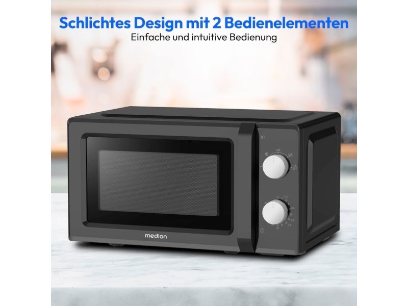 MEDION MD 11475, Bordplade, Solo mikroovn, 20 L, 700 W, Dreje, Sort billede 2