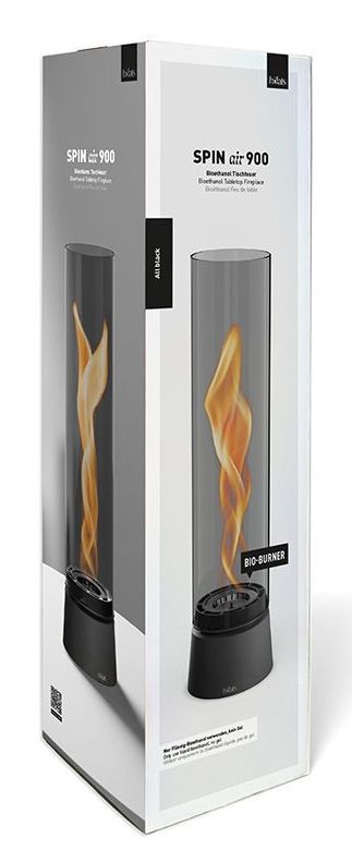 höfats SPIN air 900, Bærbar ildsted, Lukket, Bioethanol, Sort, Transparent, Indendørs, Rund billede 2