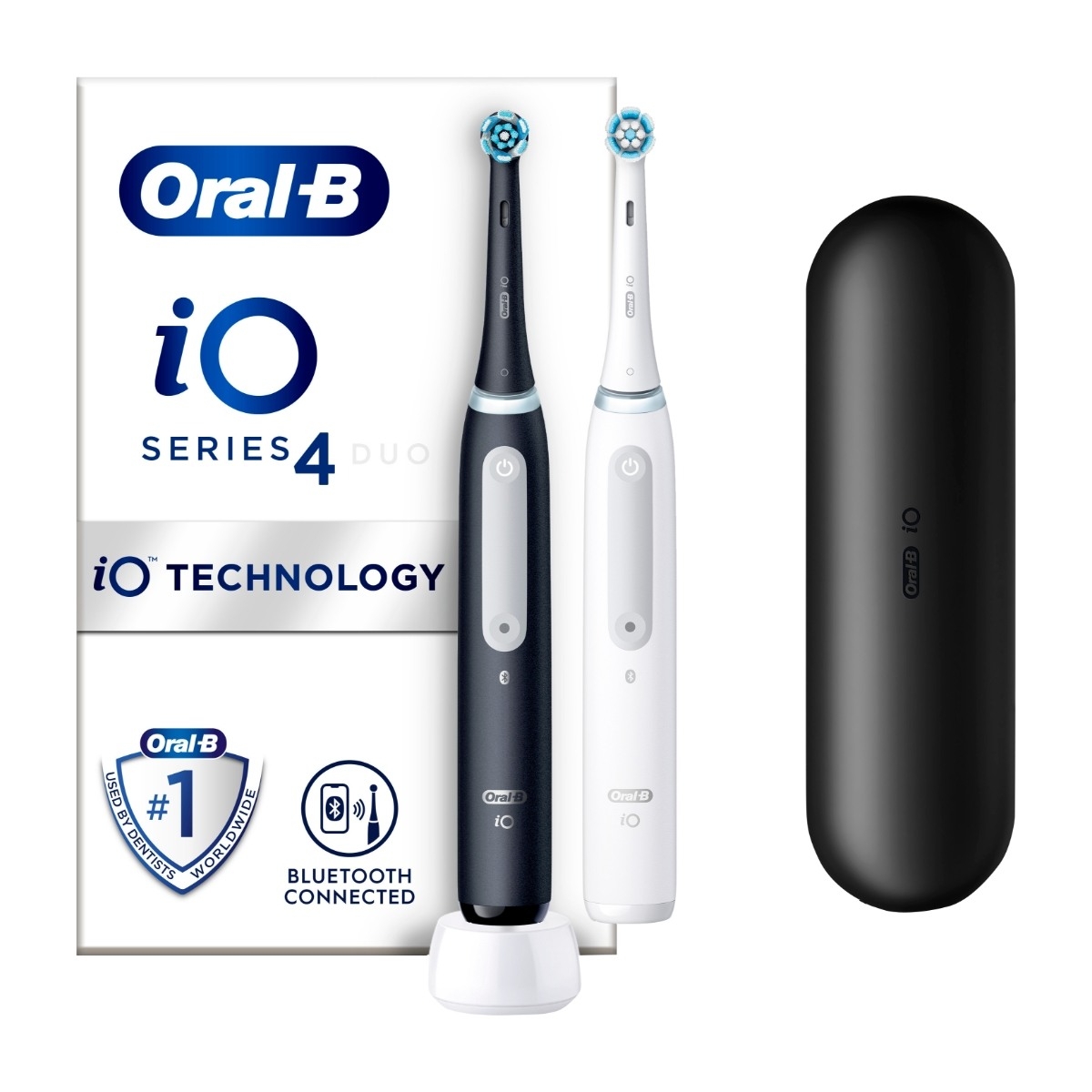 Oral-B iO4 Duo pack dobbelt pakke elektrisktandbørste, matte black/Quiet white billede 1