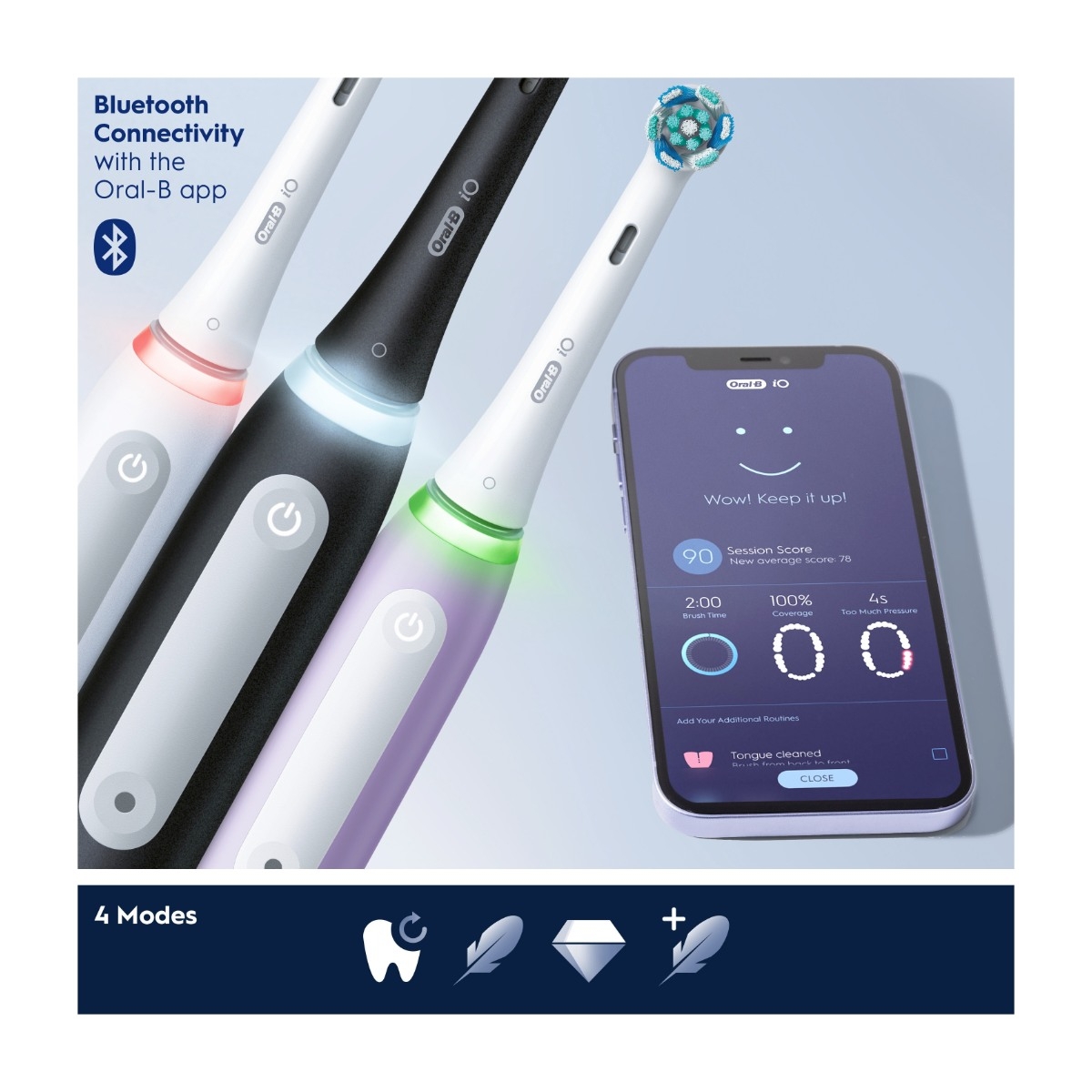Oral-B iO4 Duo pack dobbelt pakke elektrisktandbørste, matte black/Quiet white billede 2