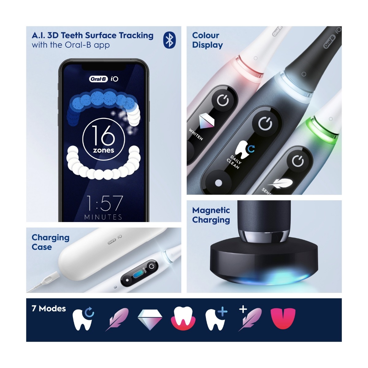 Oral-B iO9 Duo Pack dobbelt pakke elektrisktandbørste, Black Onyx/Rose Quartz billede 2