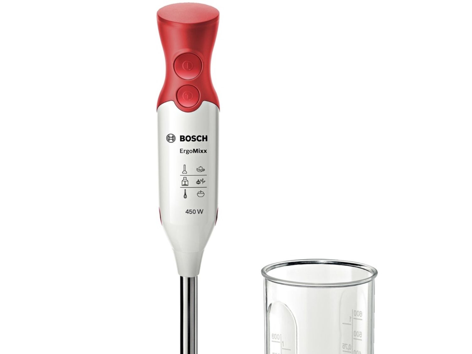 Bosch ErgoMixx MSM64110 - Stavblender - 450 W - hvid/rød billede 2