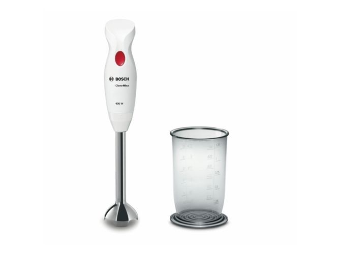 BOSCH_400 W, stainless mix. leg with Quattro Blade blade, mix. container with scale without lid, white / dark red