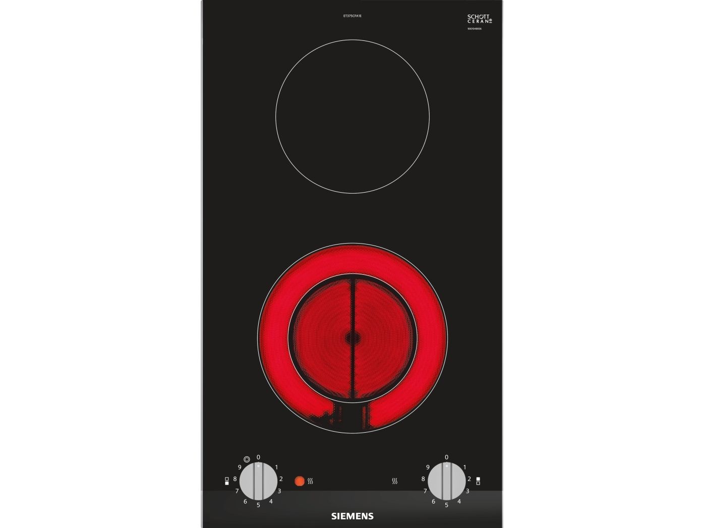 Siemens iQ300 ET375CFA1E - Keramisk kogeplade - 2 plader - Niche - bredde: 27 cm - dybde: 49 cm - med facetteret frontkant, - med rustfrit stål-sidepynt - børstet aluminium/sort