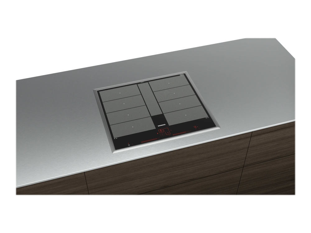 Siemens iQ700 EX645LYC1E - Induktionskogeplade - 4 plader - Niche - bredde: 56 cm - dybde: 49 cm - med rustfri stålbeklædning - sort/rustfri stål